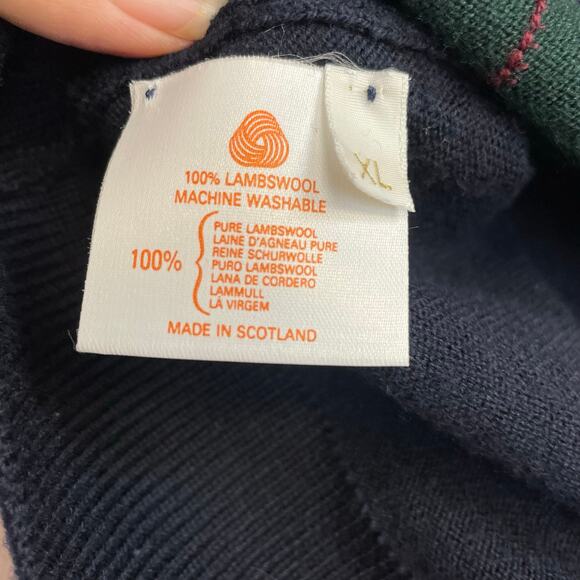 Argyle Print V-neck Men's Sweater Made in Scotland 100% Lambswool size XL Preppy - Picture 6 of 10